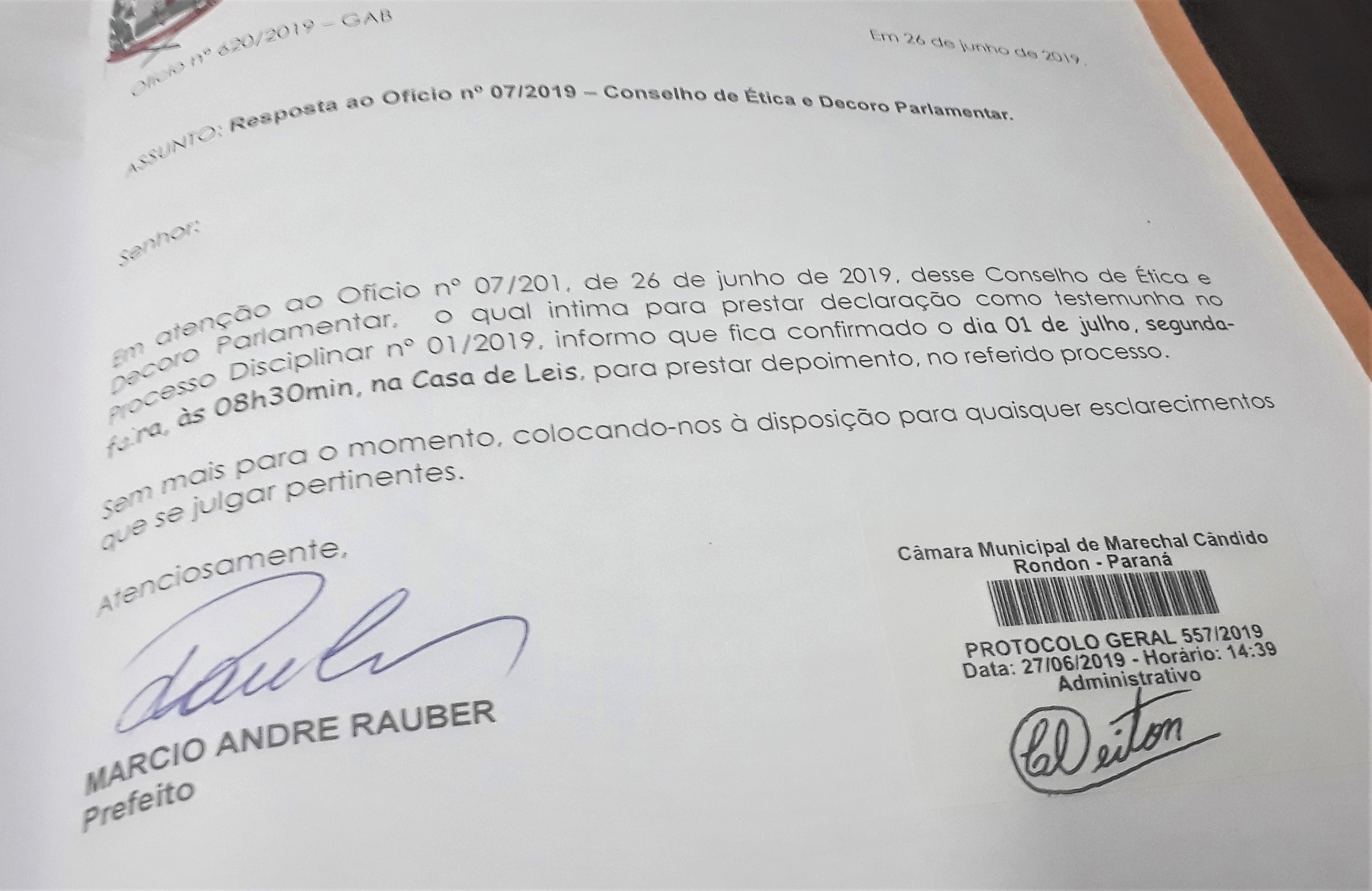 Prefeito depõe segunda-feira sobre caso Adelar na Câmara de Vereadores