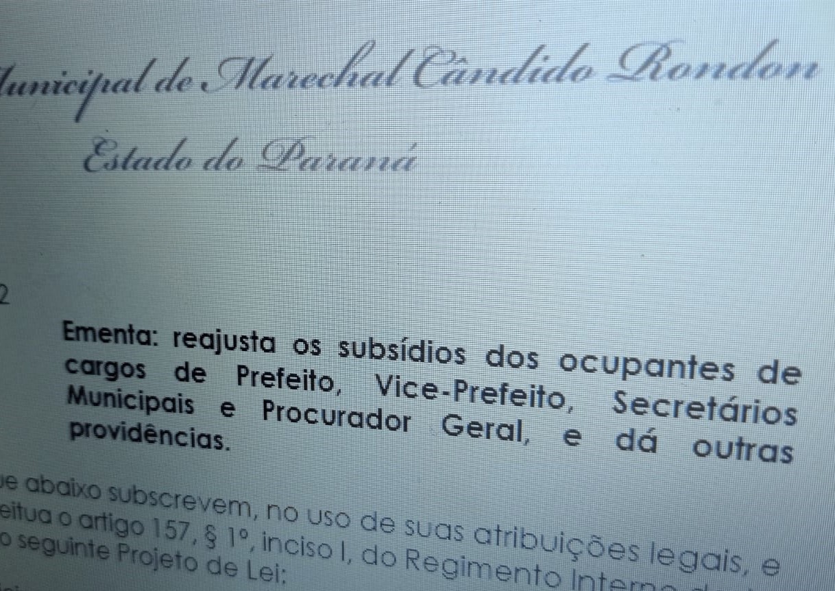 Salários do prefeito, secretários e vereadores podem ter reajuste de 10,16%